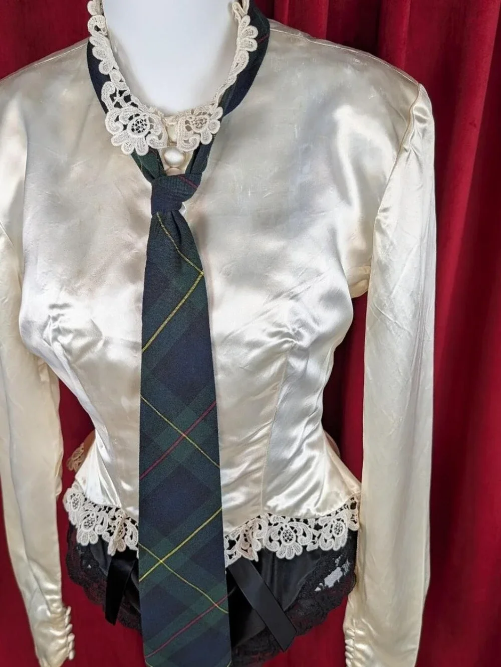 French Toast Green, Navy Blue, Yellow, & Red Tartan Plaid Tie